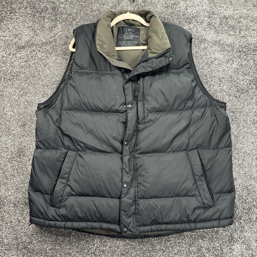 L.L. Bean Vest Mens XXL Black Goose Down Puffer Jacket Full Zip Insulated - Picture 1 of 8